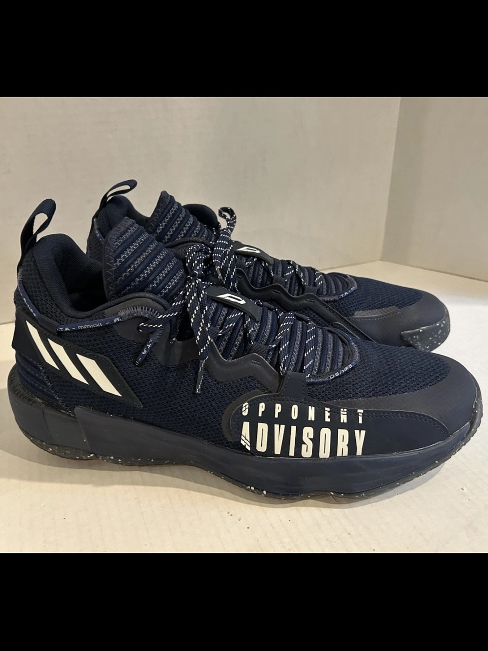 Adidas Dame 7 EXTPLY "Opponent Advisory" Tennis Shoe H68988 Navy Men's Size 14